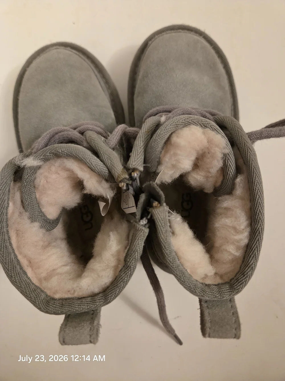 UGG Kids Grey Suede Lace-Up Bootie